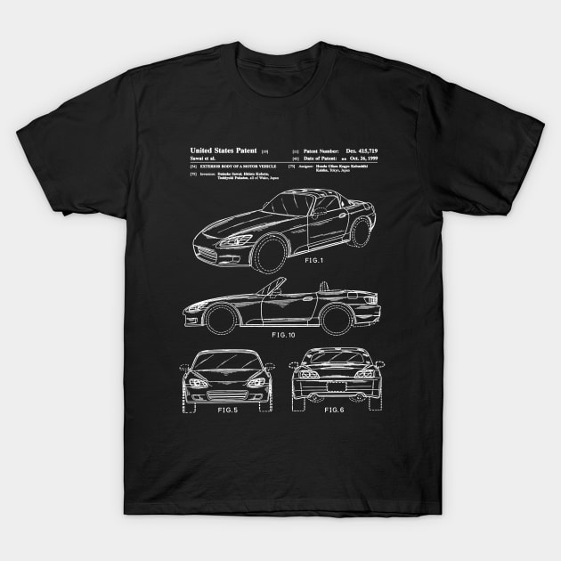 Honda S2000 Patent White T-Shirt by Luve